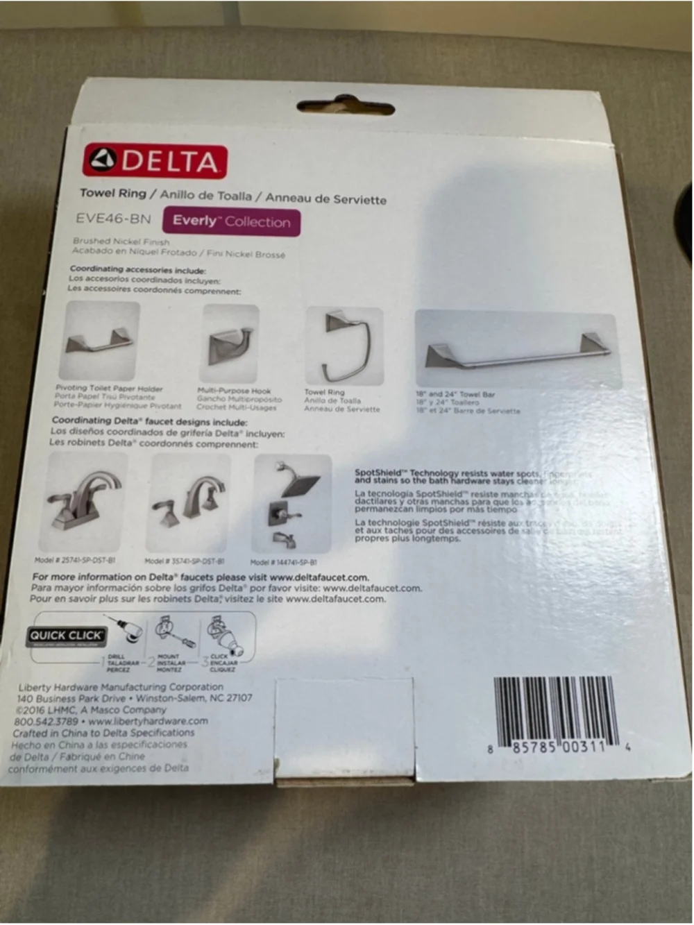 Delta Brushed Nickel Everly Collection Towel Ring